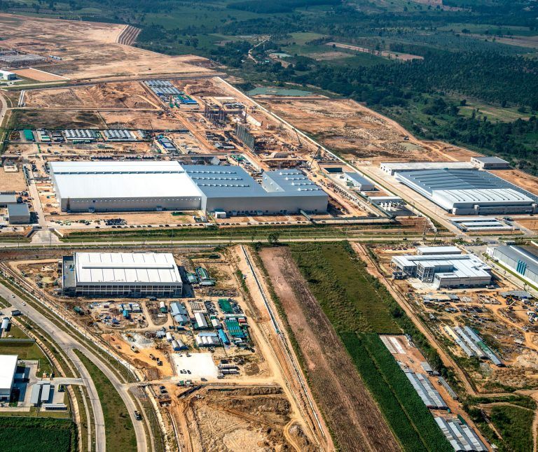 Vista aérea de un parque industrial
